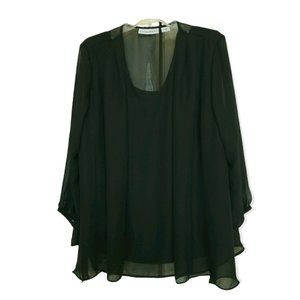 Sag Harbor Women's Blouse, Black Layered Look, Wms Large